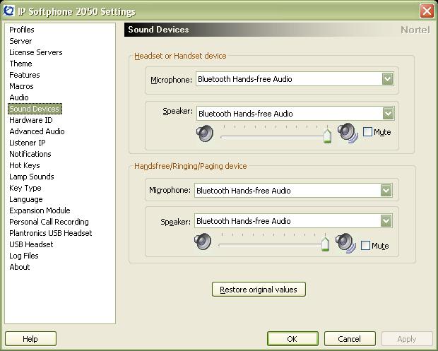 Here's a quick screenshot of the audio configuration within the 2050 softphone;